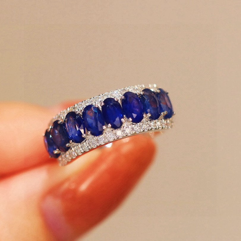 14k Gold 2.92 Ctw Natural Sapphire & Diamond Ring - 5