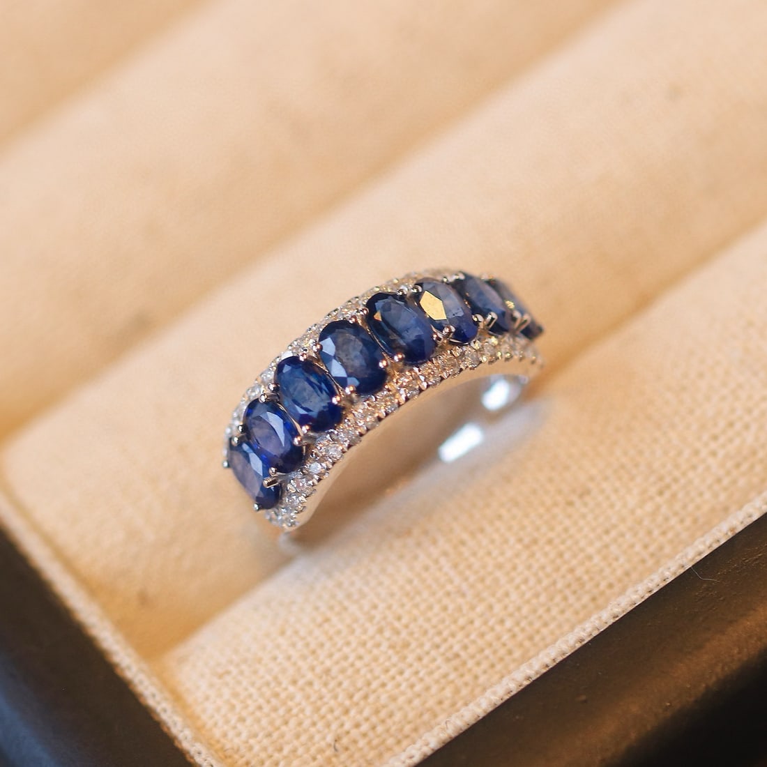 14k Gold 2.92 Ctw Natural Sapphire & Diamond Ring - 7