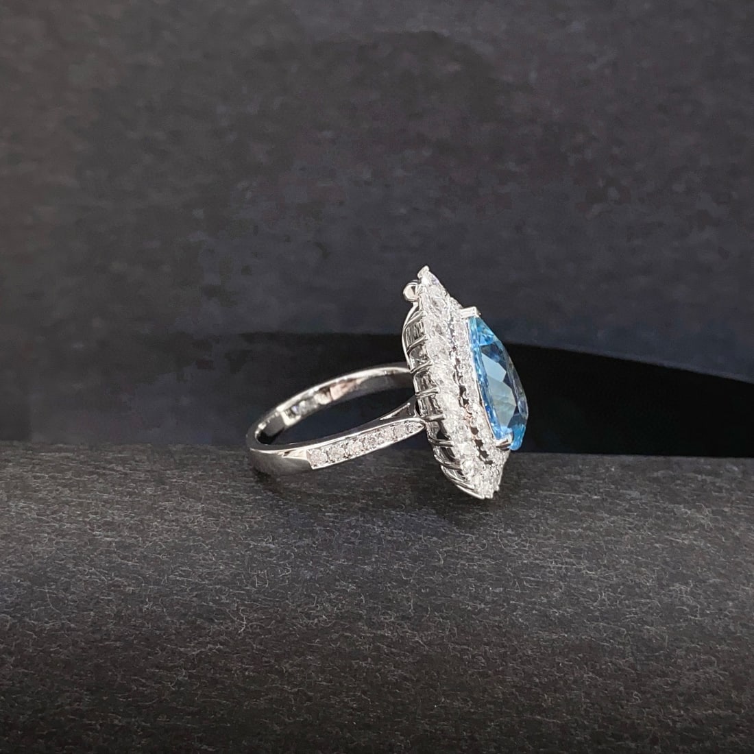 14k Gold 5.48 Ctw Natural Aquamarine & Diamond Ring/pendant( Without Chain ) - 4