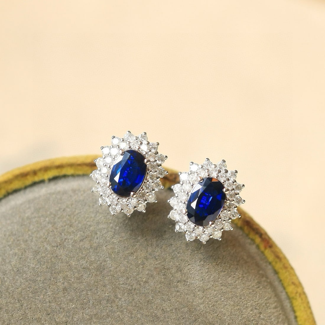 14k Gold 1.52 Ctw Natural Sapphire & Diamond Earrings - 8