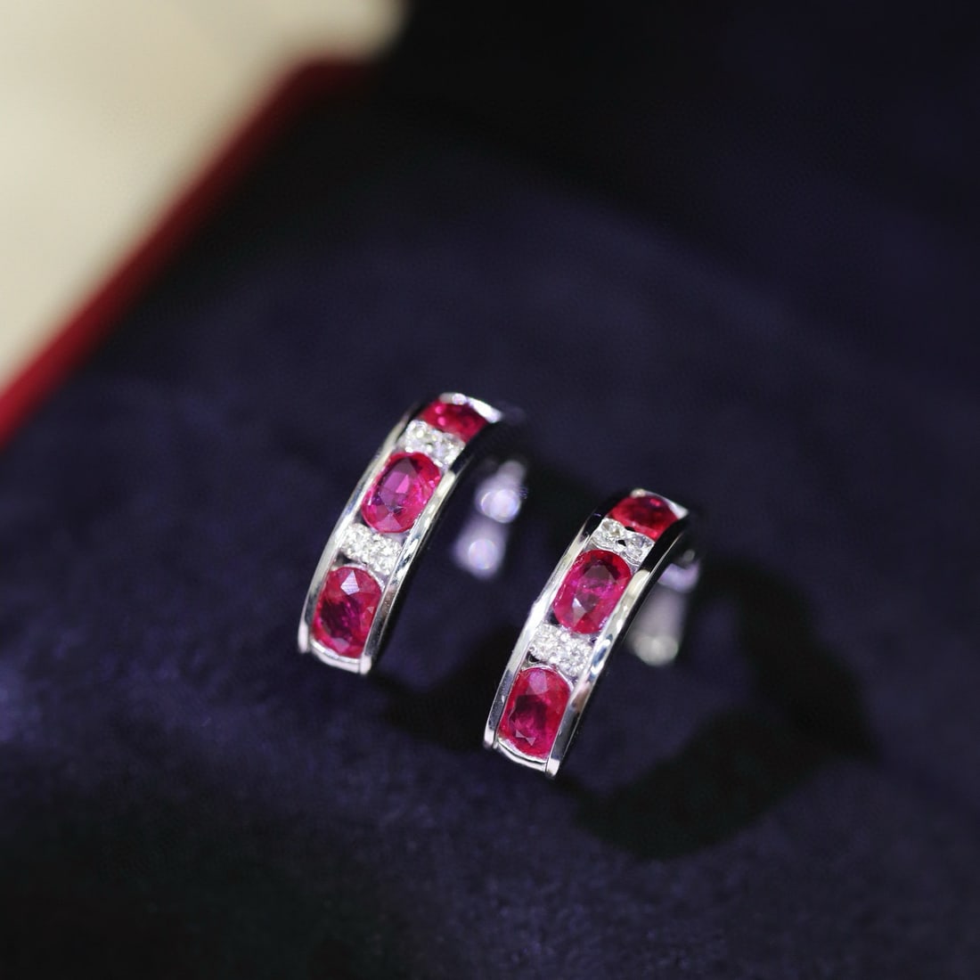 14k Gold 1.24 Ctw Natural Ruby & Diamond Earrings (1 of 8)