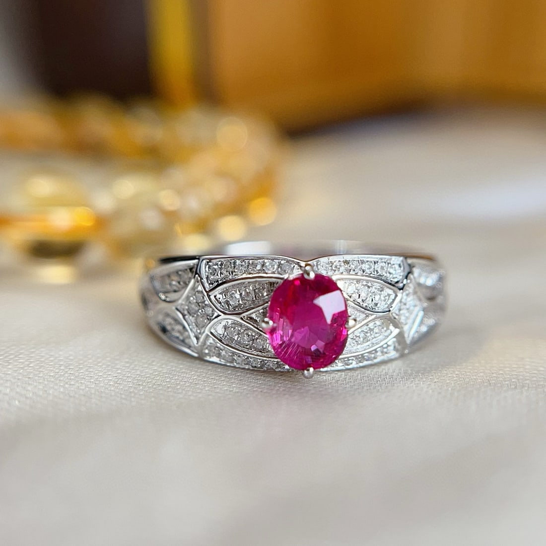 14k Gold 0.68 Ct Natural Ruby & Diamond Ring (1 of 5)