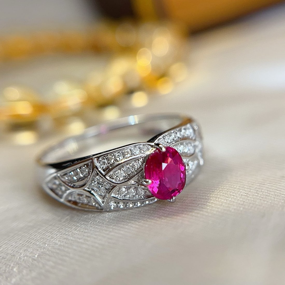 14k Gold 0.68 Ct Natural Ruby & Diamond Ring - 5