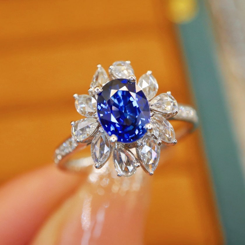 14k Gold 1.90 Ctw Natural Sapphire & Diamond Ring - 3