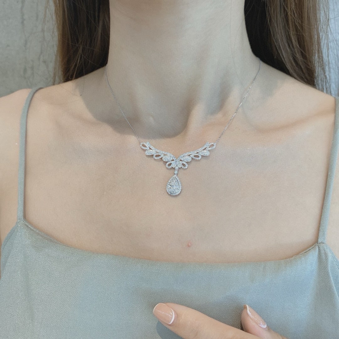 14k Gold 1 Ct Natural H Diamond Necklace - 8