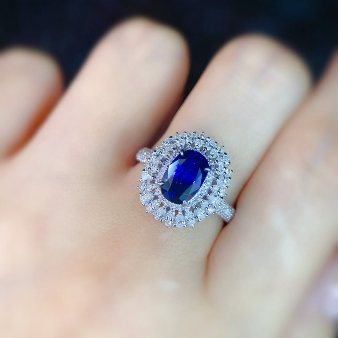 14k Gold 3.19 Ctw Natural Sapphire & Diamond Ring - 3