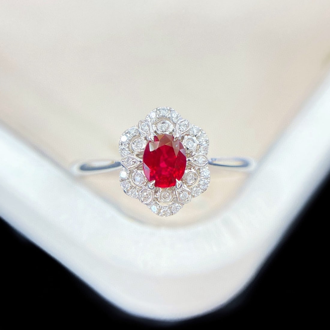 14k Gold 0.38 Ctw Vivid Red Natural Ruby & Diamond Ring (1 of 3)