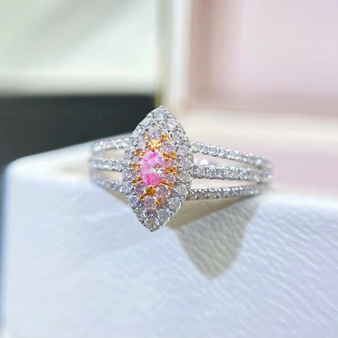 14k Gold 0.48 Ctw Natural Pink Diamond & Diamond Ring - 2