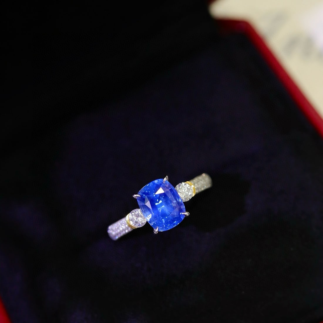 14k Gold 2.95 Ctw Natural Sapphire & Diamond Ring (1 of 7)