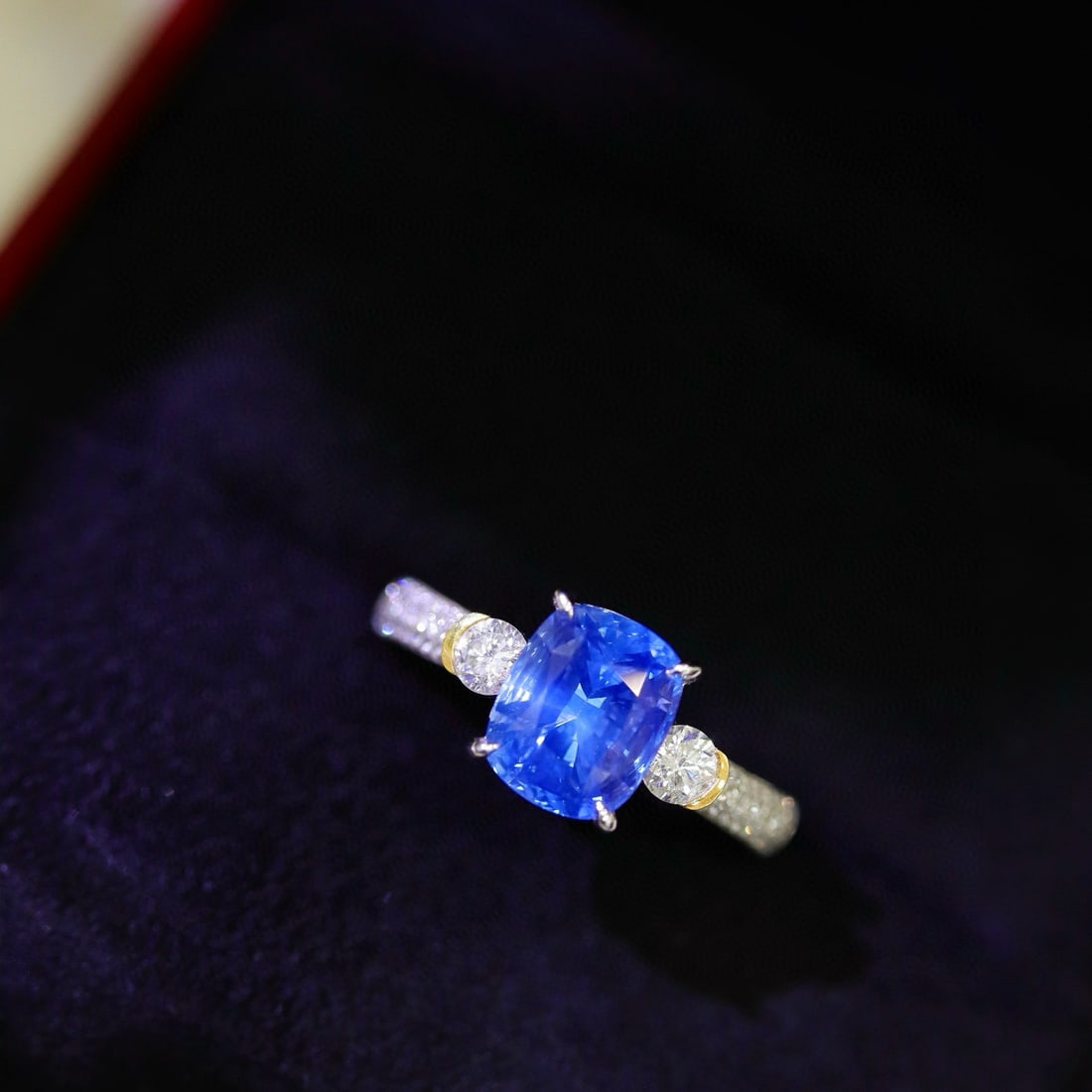 14k Gold 2.95 Ctw Natural Sapphire & Diamond Ring - 2