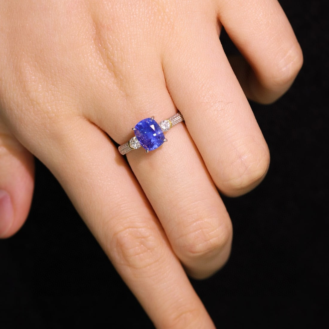 14k Gold 2.95 Ctw Natural Sapphire & Diamond Ring - 7