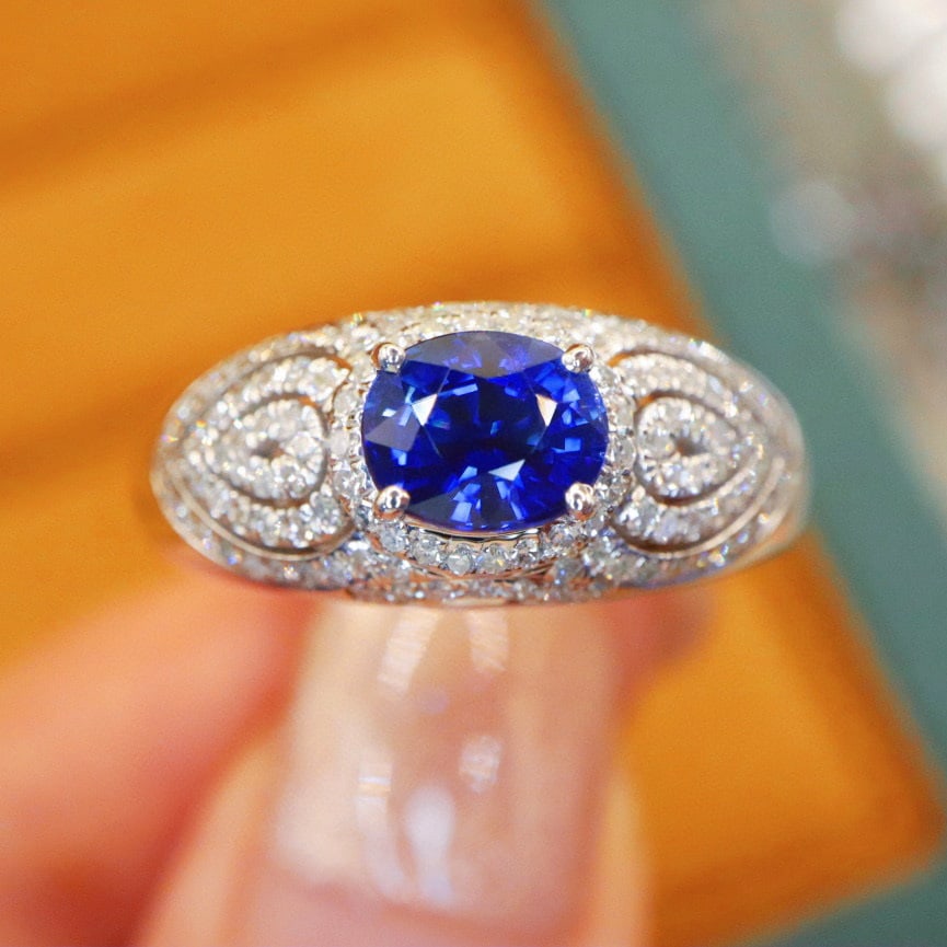 14k Gold 1.49 Ctw Natural Sapphire & Diamond Ring (1 of 5)