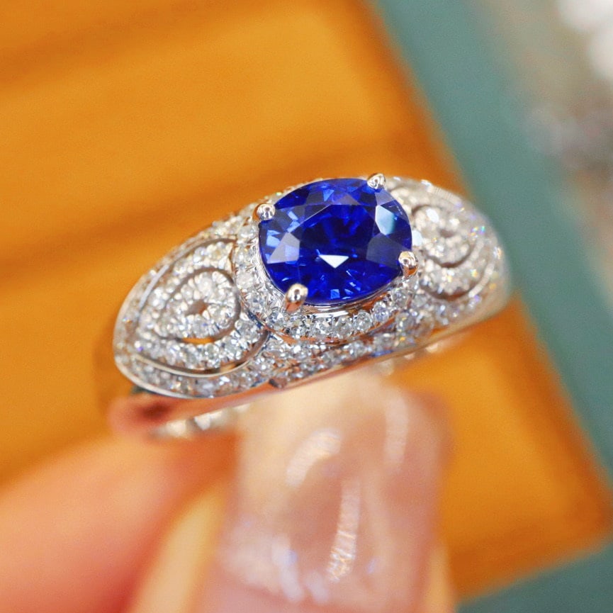 14k Gold 1.49 Ctw Natural Sapphire & Diamond Ring - 2