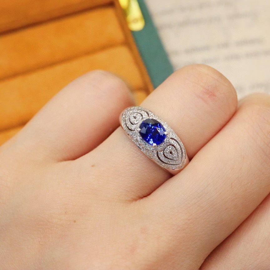 14k Gold 1.49 Ctw Natural Sapphire & Diamond Ring - 5