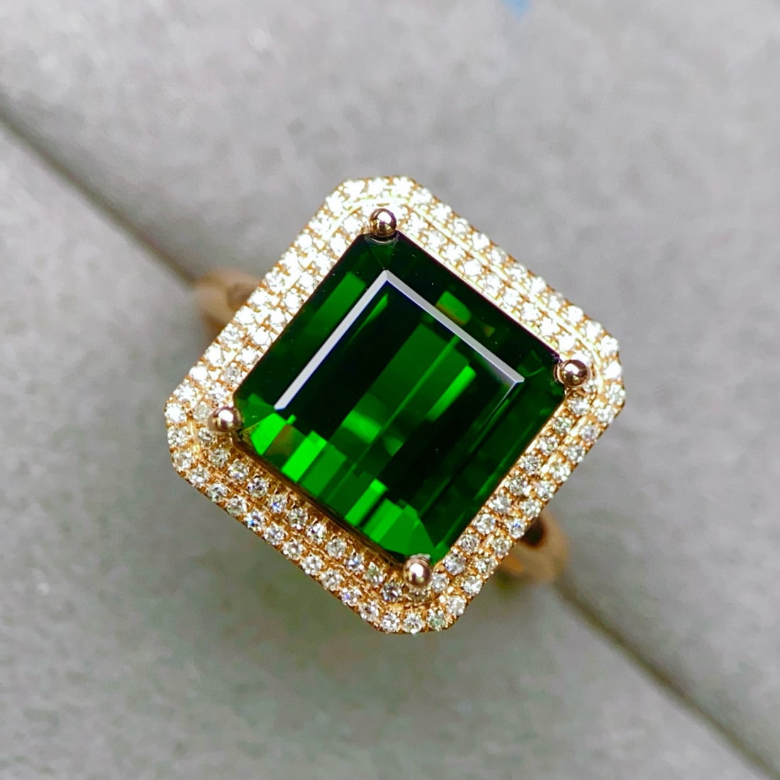 14k Gold 6.45 Ctw Natural Tourmaline & Diamond Ring - 4