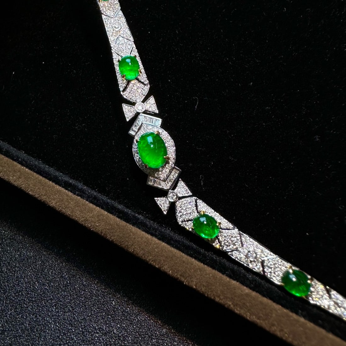 14k Gold 4.12 Ctw Vivid Green Natural Emerald & Diamond Bracelet - 2