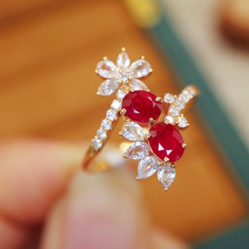 14k Gold 1.07 Ctw Vivid Red Natural Ruby & Diamond Ring - 4