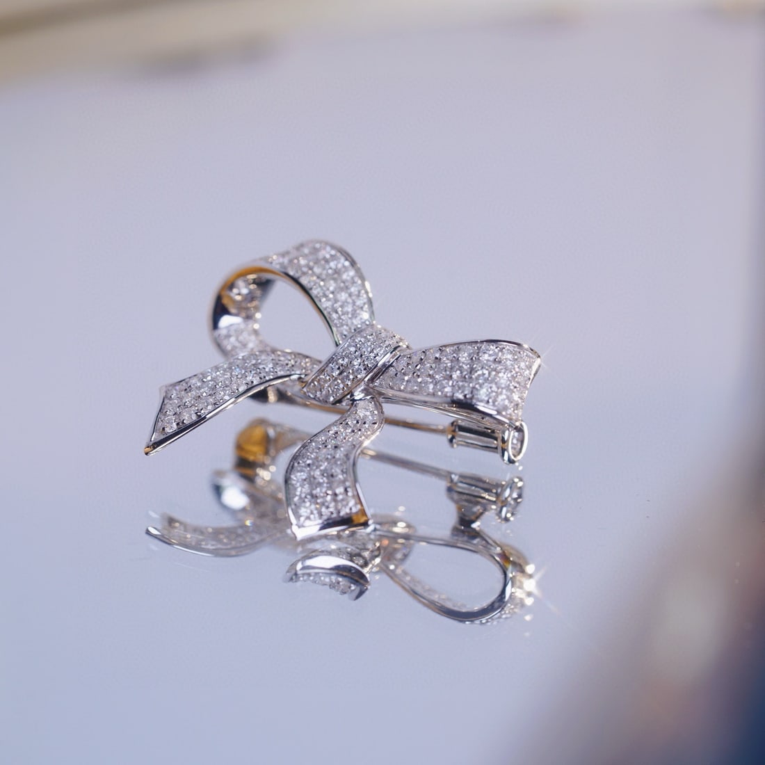 14k Gold 1.05 Ct Natural H Diamond Brooch - 6