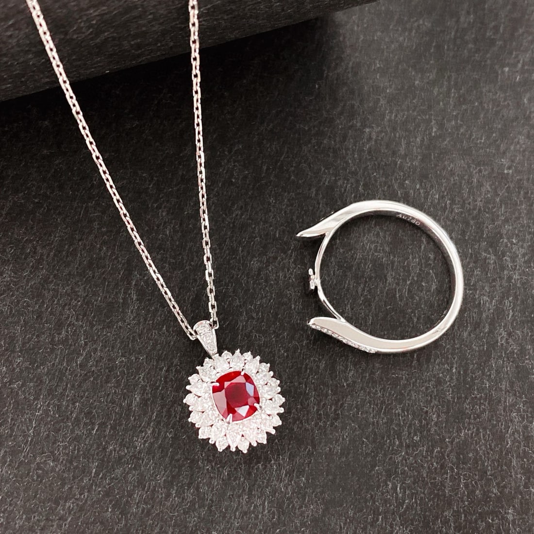 14k Gold 1.81 Ctw Natural Ruby & Diamond Ring/pendant( Without Chain ) - 5