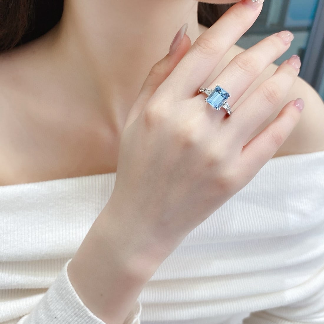 14k Gold 3.32 Ctw Natural Aquamarine & Diamond Ring - 2