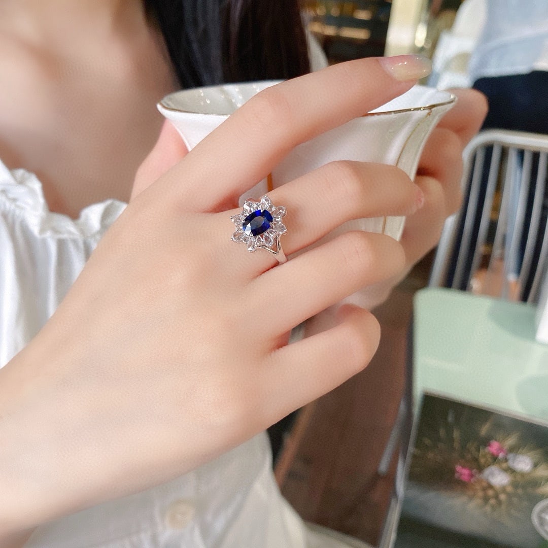 14k Gold 1.73 Ctw Natural Sapphire & Diamond Ring - 4