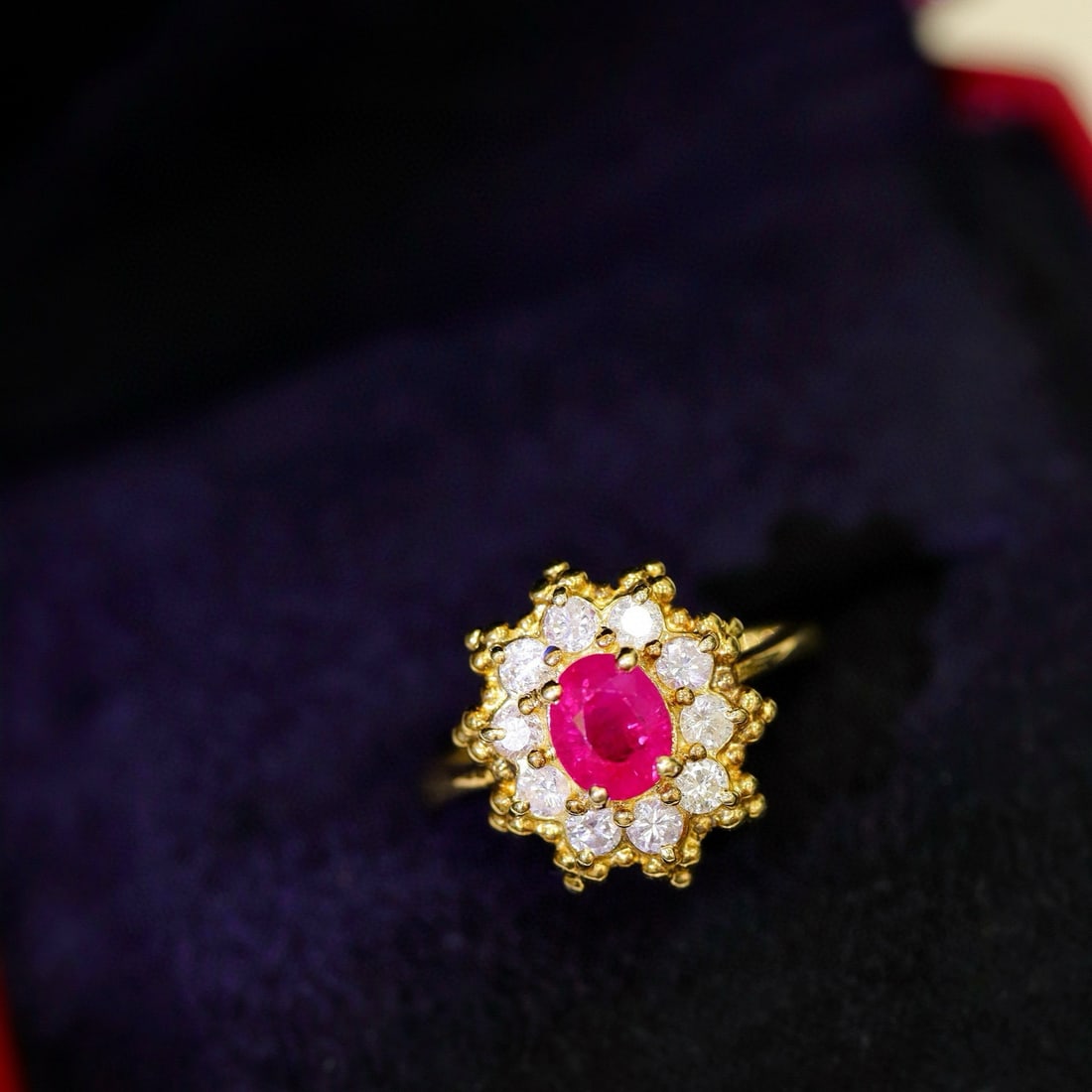 14k Gold 1.48 Ctw Natural Ruby & Diamond Ring - 7