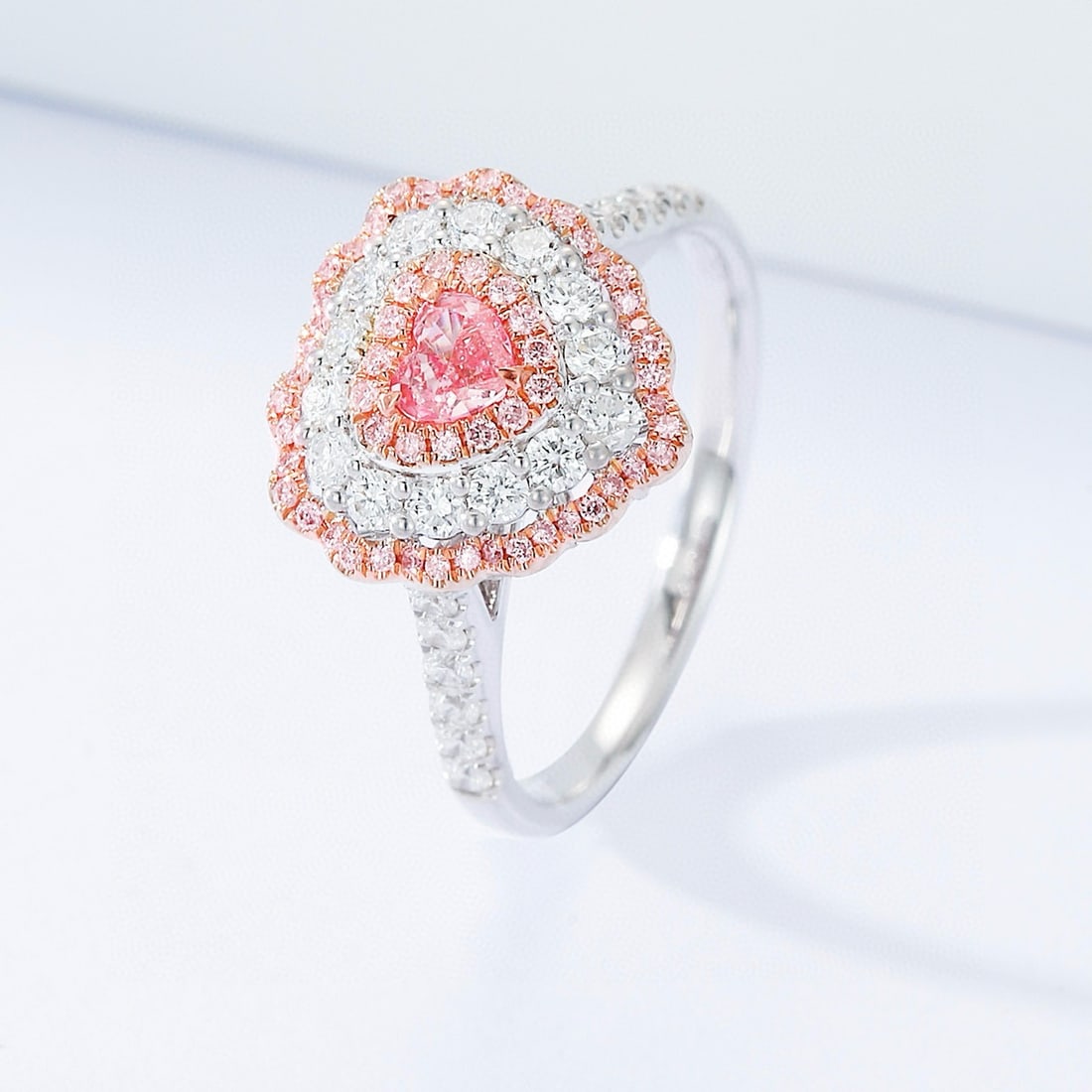 14k Gold 0.92 Ctw Natural Pink Diamond & Diamond Ring - 3