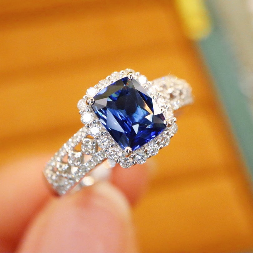 14k Gold 1.37 Ctw Natural Sapphire & Diamond Ring - 3