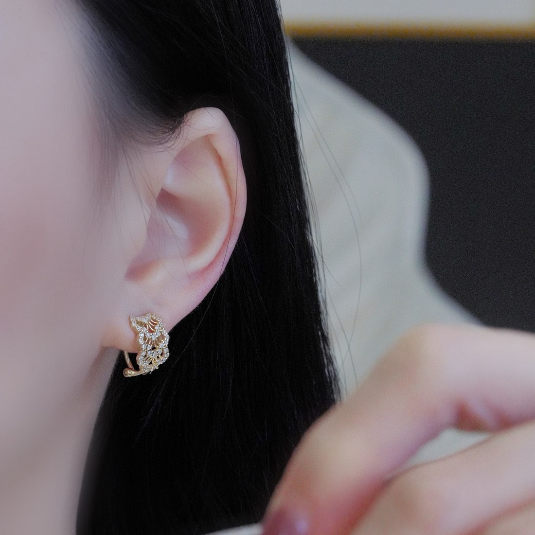 14k Gold 0.5 Ct Natural H Diamond Earrings - 3