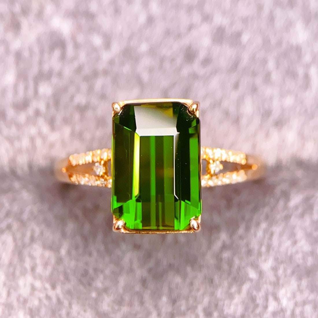 14k Gold 3.98 Ctw Natural Tourmaline & Diamond Ring (1 of 6)
