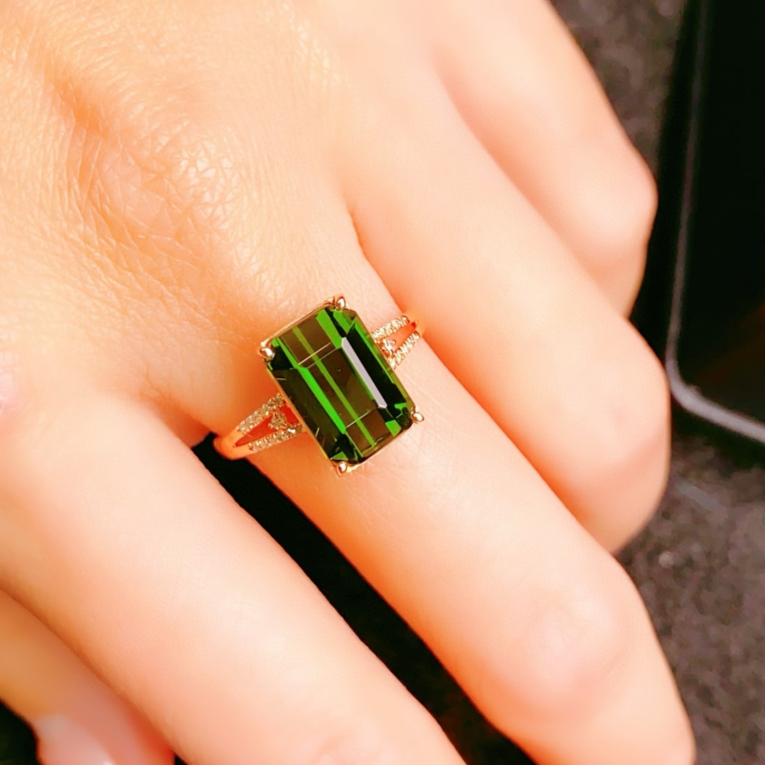 14k Gold 3.98 Ctw Natural Tourmaline & Diamond Ring - 6