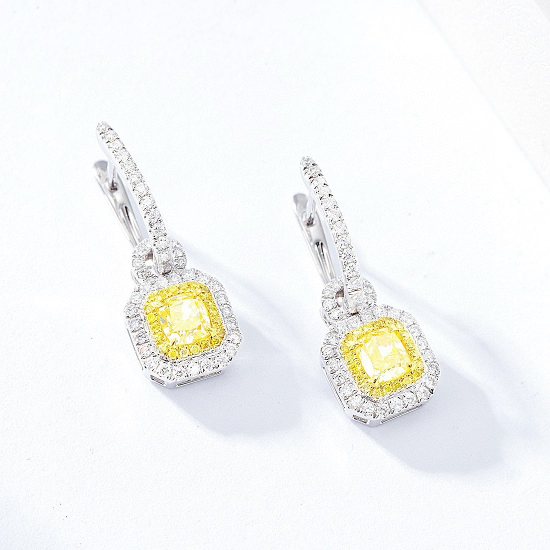 14k Gold 1.62 Ctw Natural Yellow Diamond & Diamond Earrings/pendant( Without Chain ) - 3