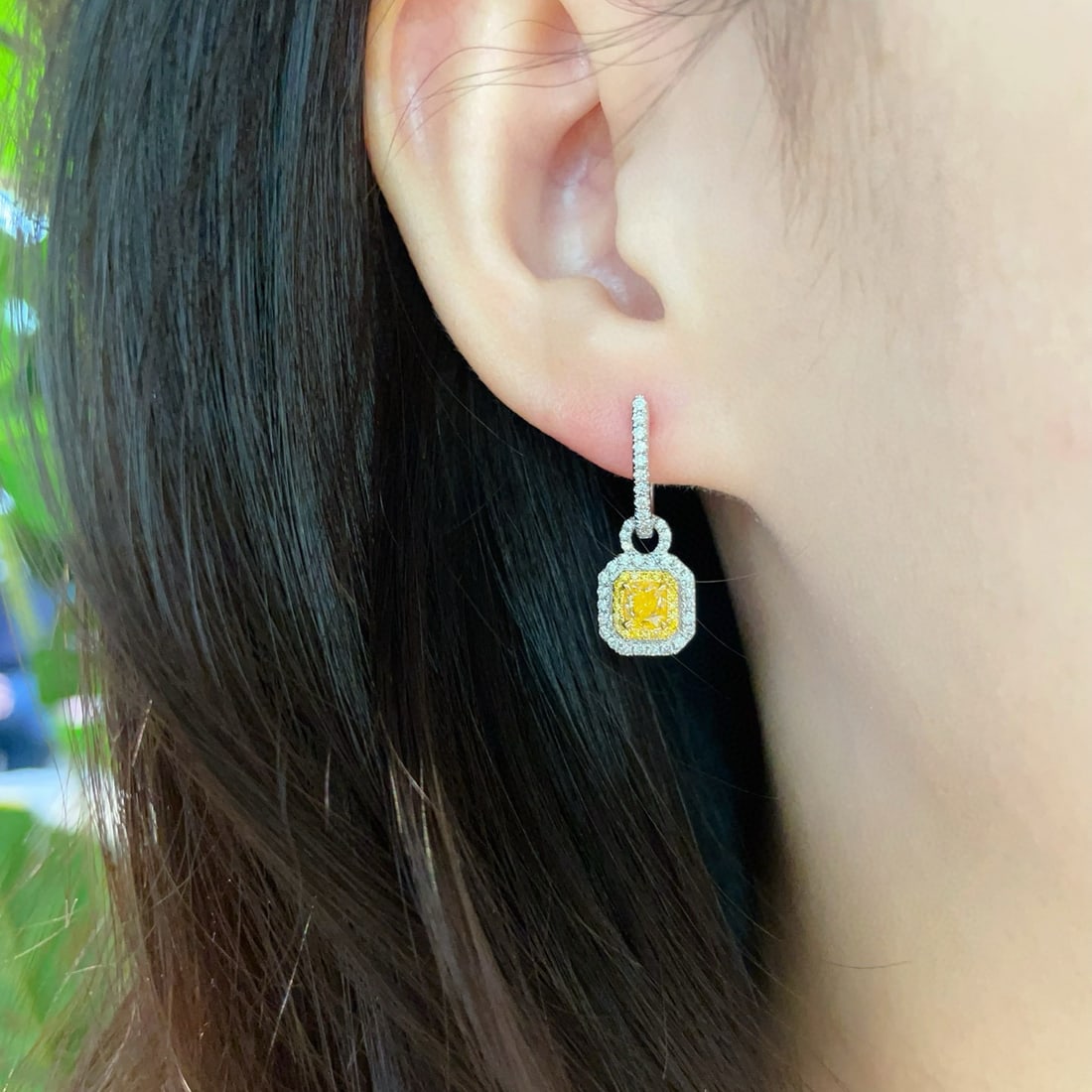 14k Gold 1.62 Ctw Natural Yellow Diamond & Diamond Earrings/pendant( Without Chain ) - 5