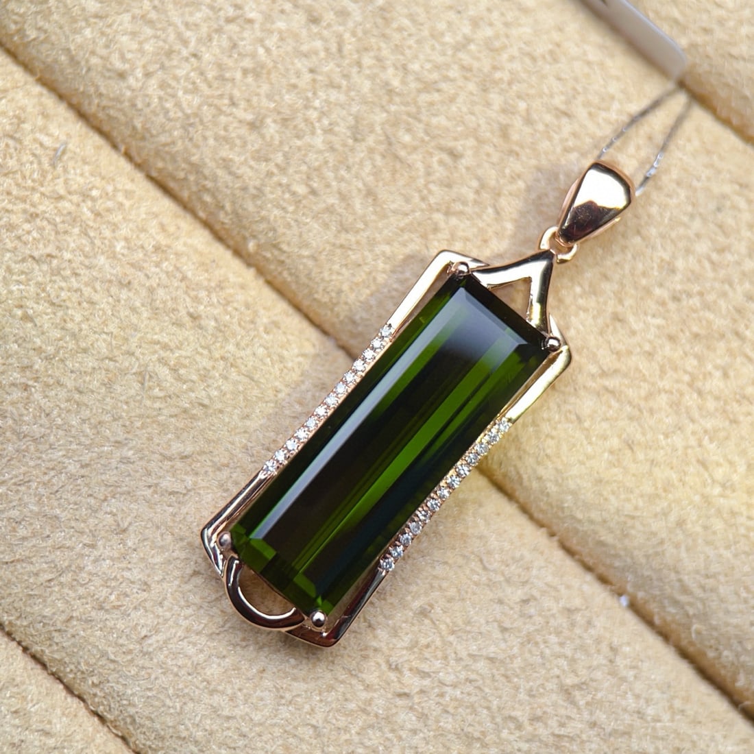 14k Gold 3.64 Ctw Natural Tourmaline & Diamond Pendant( Without Chain ) - 2