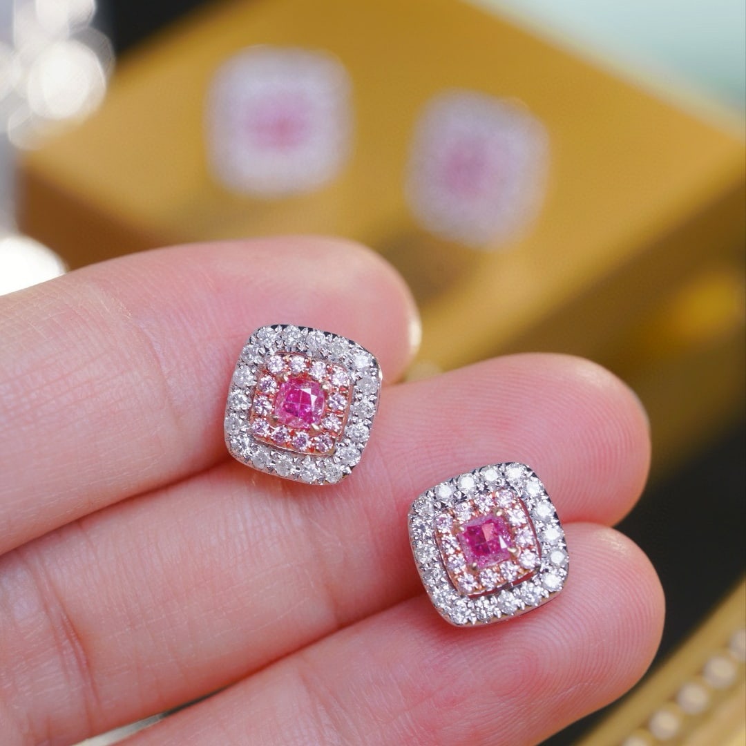 14k Gold 1.10 Ct Natural Color Diamond Earrings - 2