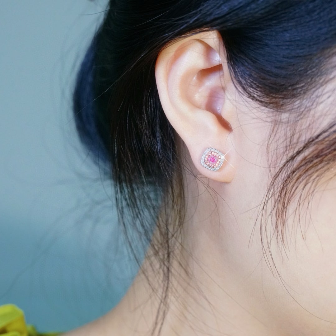 14k Gold 1.10 Ct Natural Color Diamond Earrings - 3