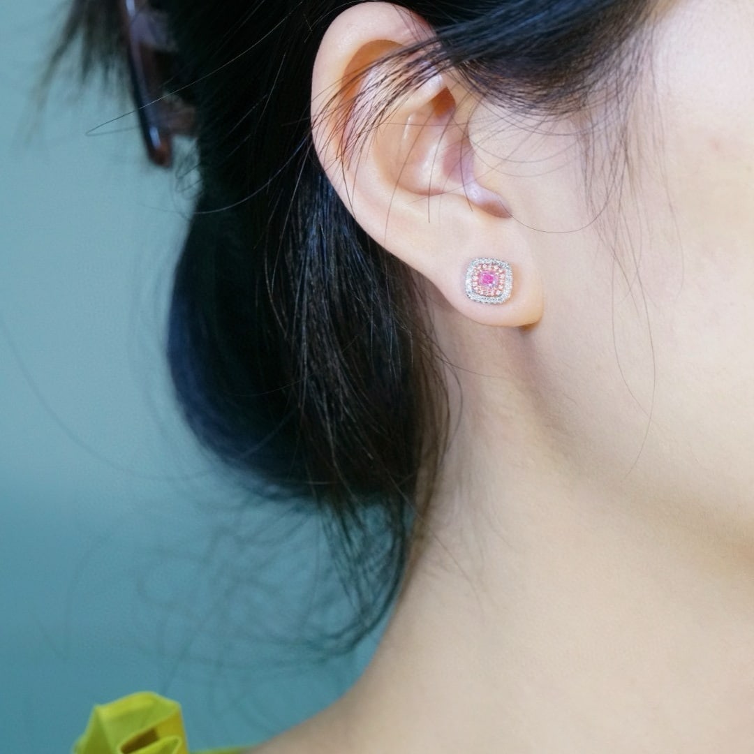 14k Gold 1.10 Ct Natural Color Diamond Earrings - 5