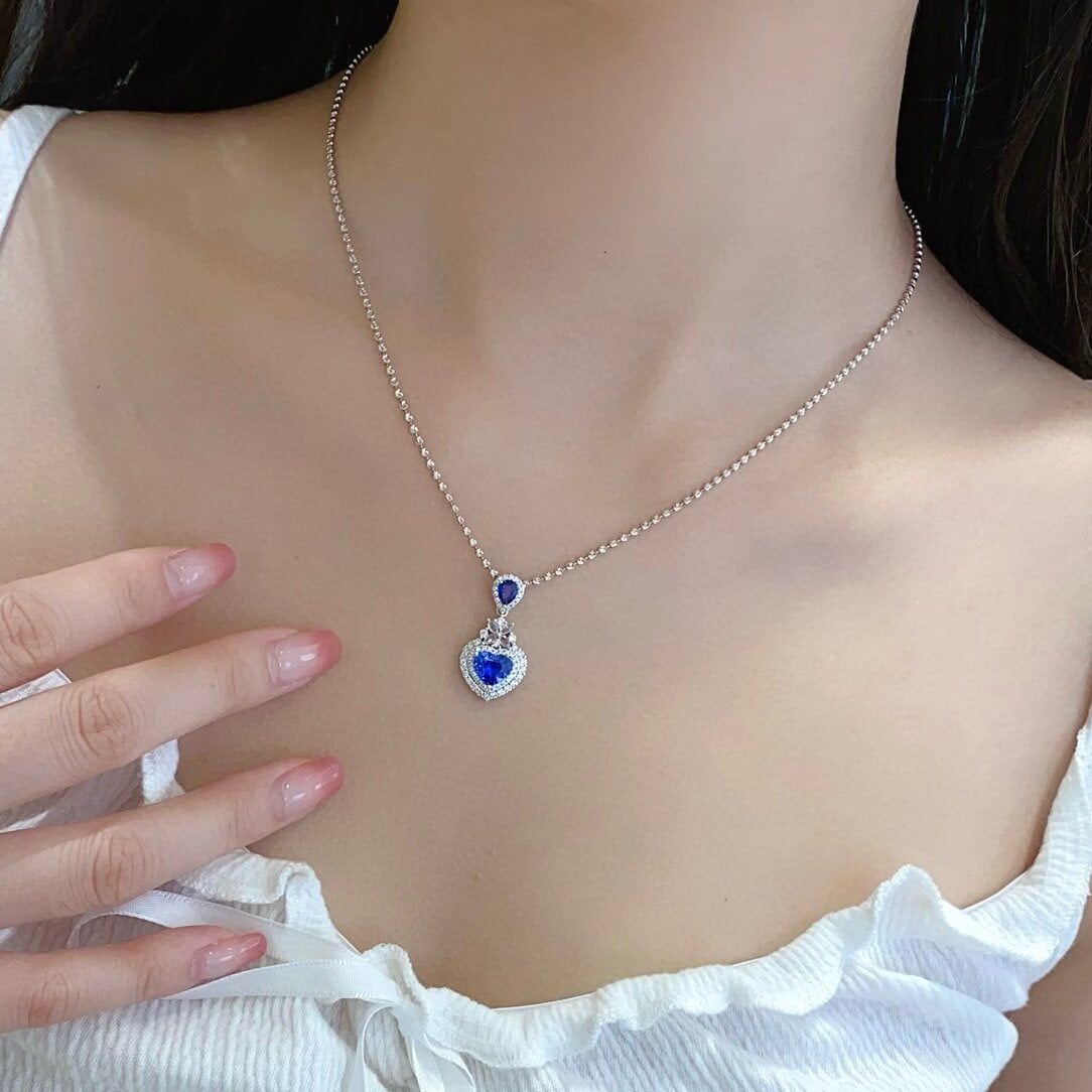 14k Gold 2.00 Ctw Natural Sapphire & Diamond Pendant( Without Chain ) - 6