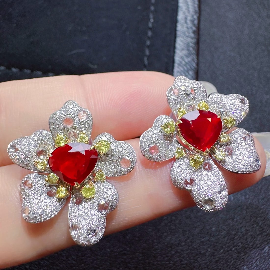 14k Gold 3.40 Ctw Natural Ruby & Diamond Earrings - 3