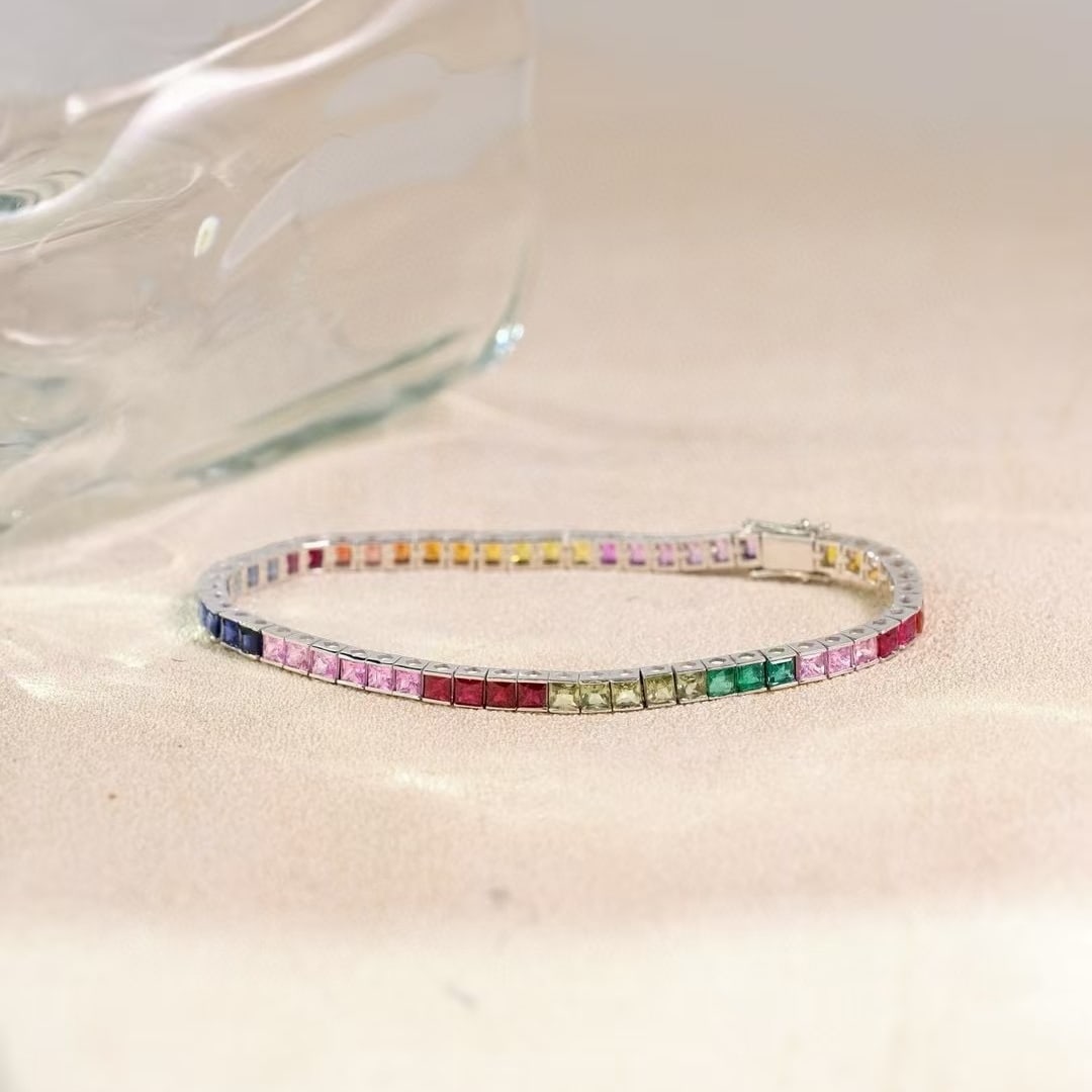 14k Gold 7 Ct Natural Sapphire Bracelet (1 of 5)