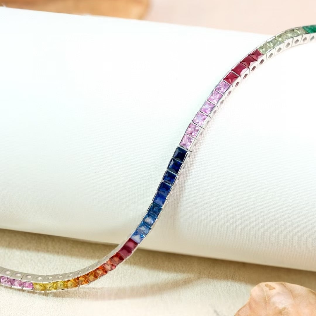 14k Gold 7 Ct Natural Sapphire Bracelet - 3