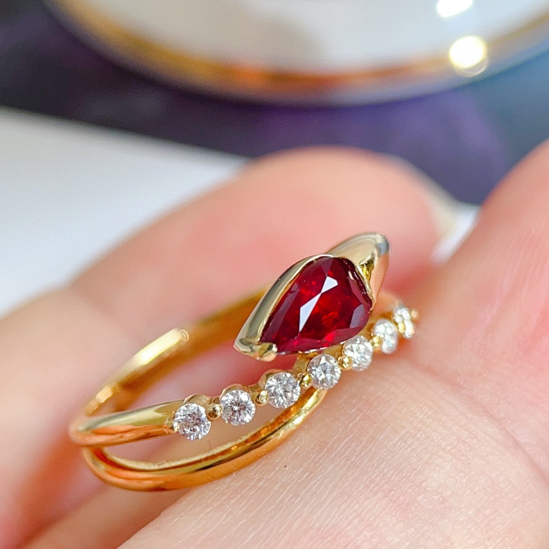 14k Gold 1.21 Ctw Vivid Red Natural Ruby & Diamond Ring - 4
