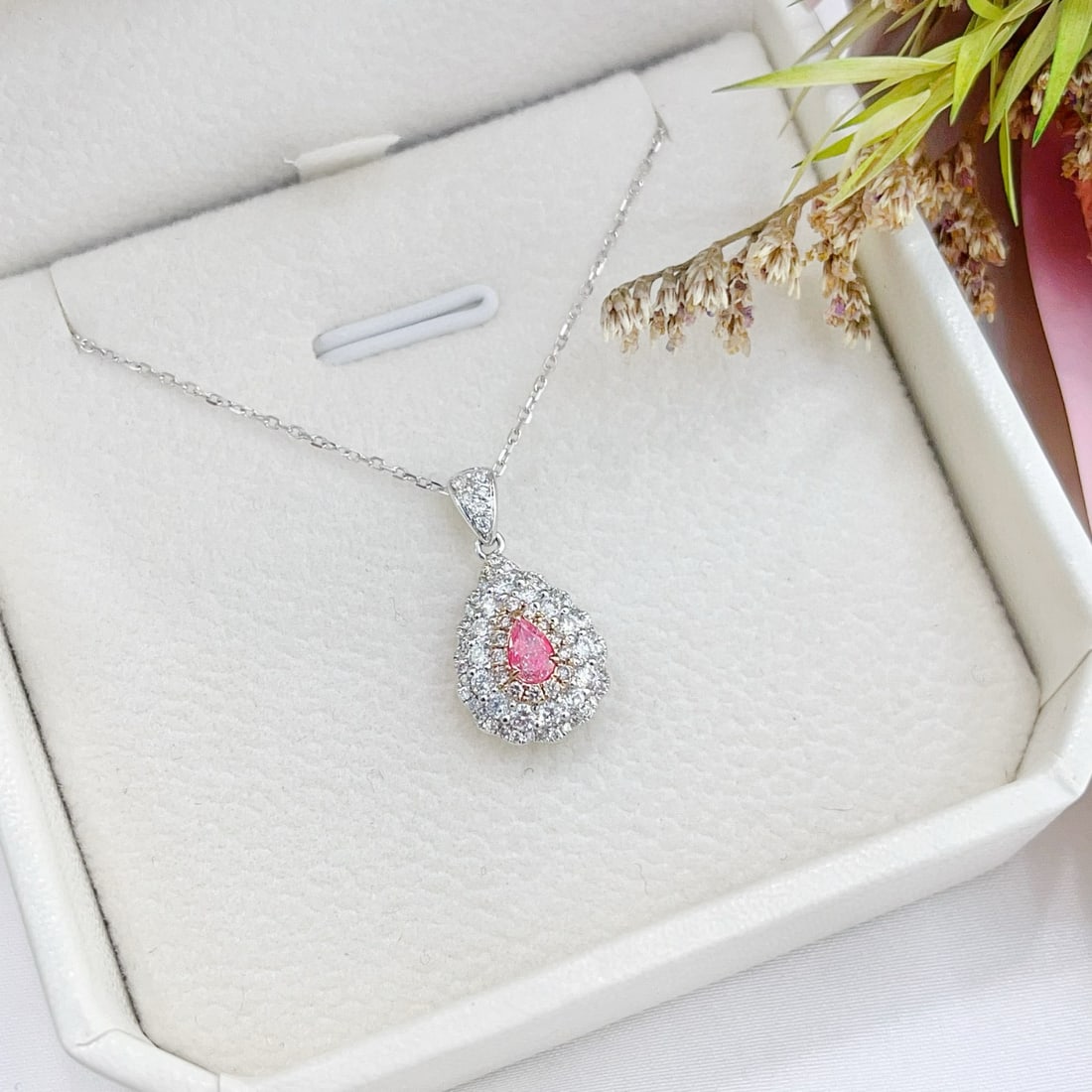 14k Gold 0.71 Ctw Natural Pink Diamond & Diamond Necklace - 3