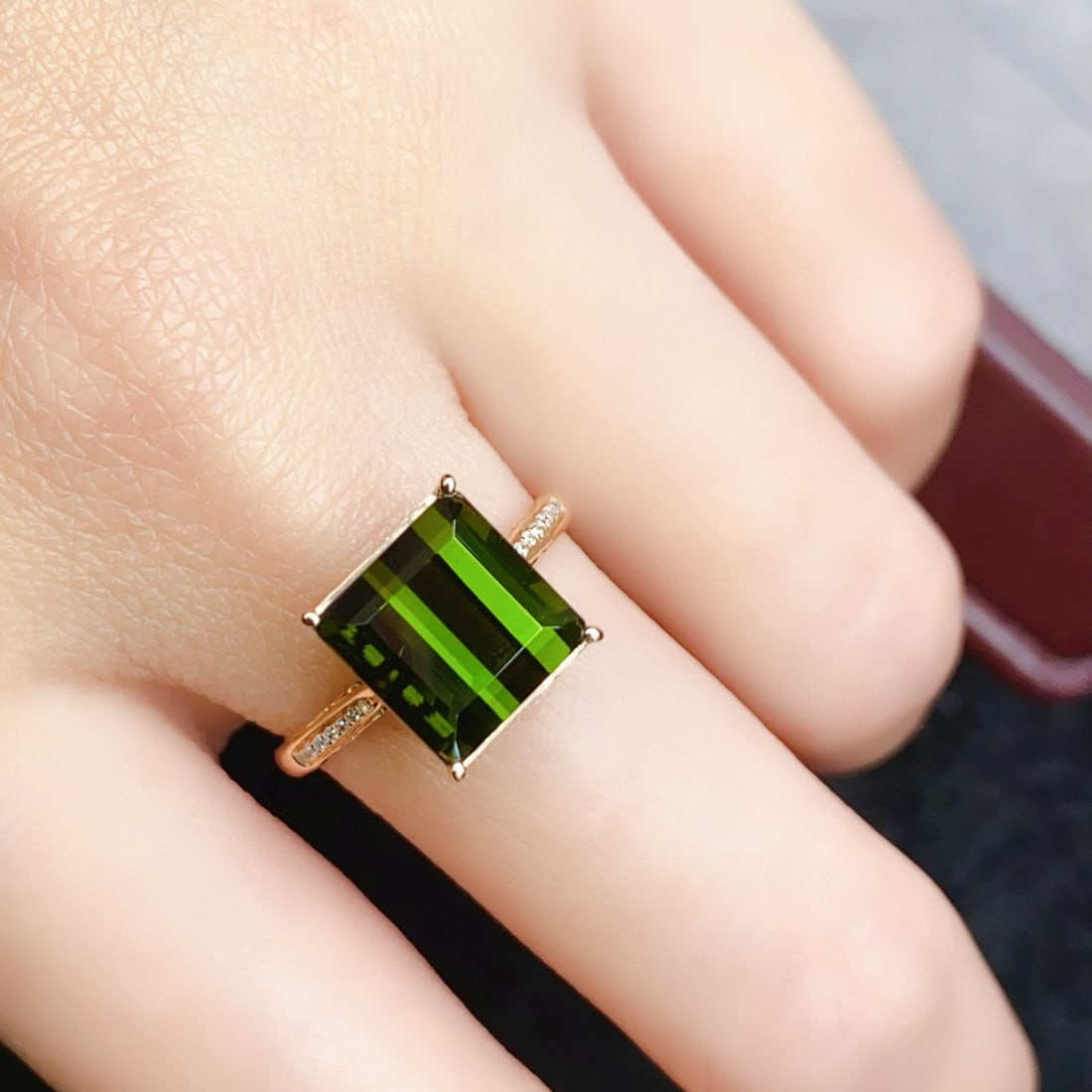 14k Gold 3.99 Ctw Natural Tourmaline & Diamond Ring - 6