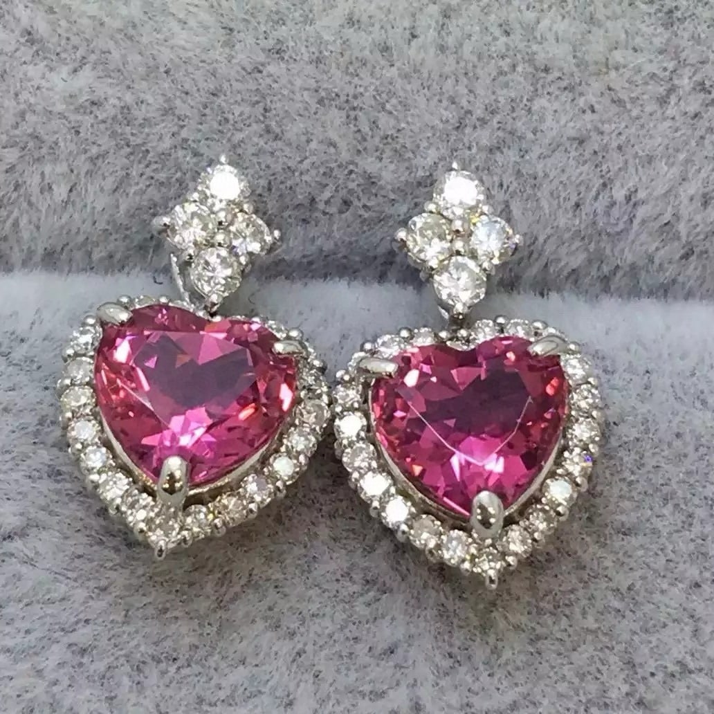 14k Gold 2.2 Ctw Natural Tourmaline & Diamond Earrings - 3