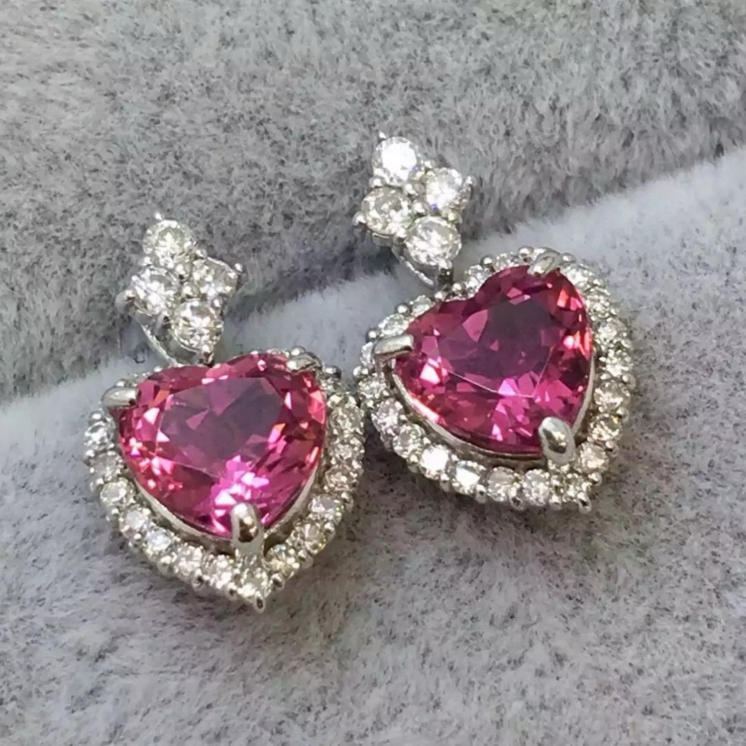 14k Gold 2.2 Ctw Natural Tourmaline & Diamond Earrings - 4