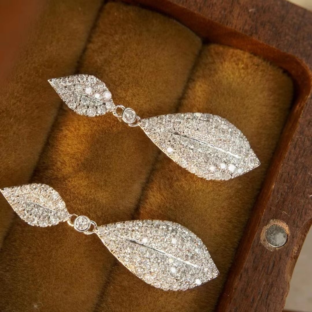 14k Gold 1.0 Ct Natural H Diamond Earrings - 2