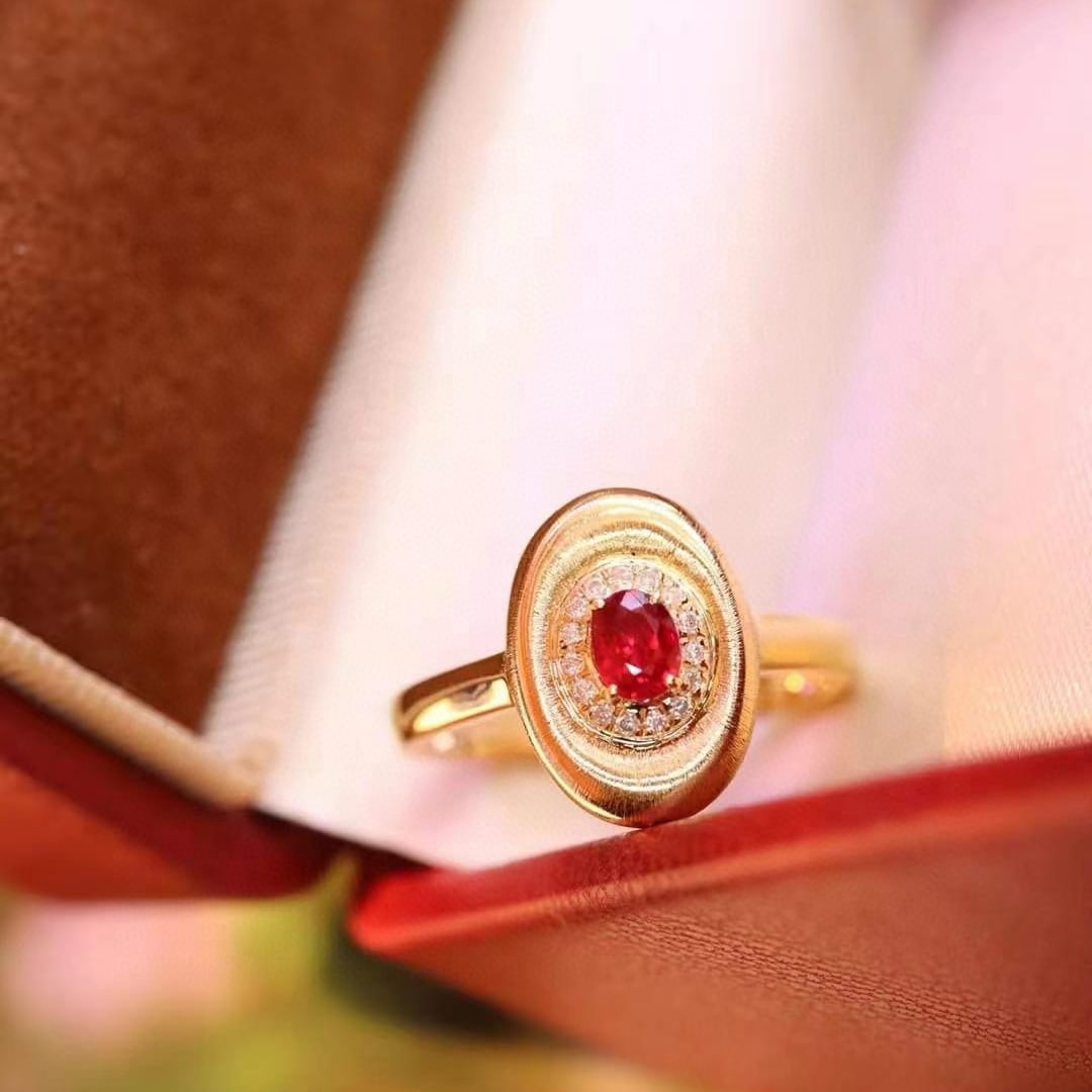 14k Gold 0.36 Ctw Vivid Red Natural Ruby & Diamond Ring (1 of 9)