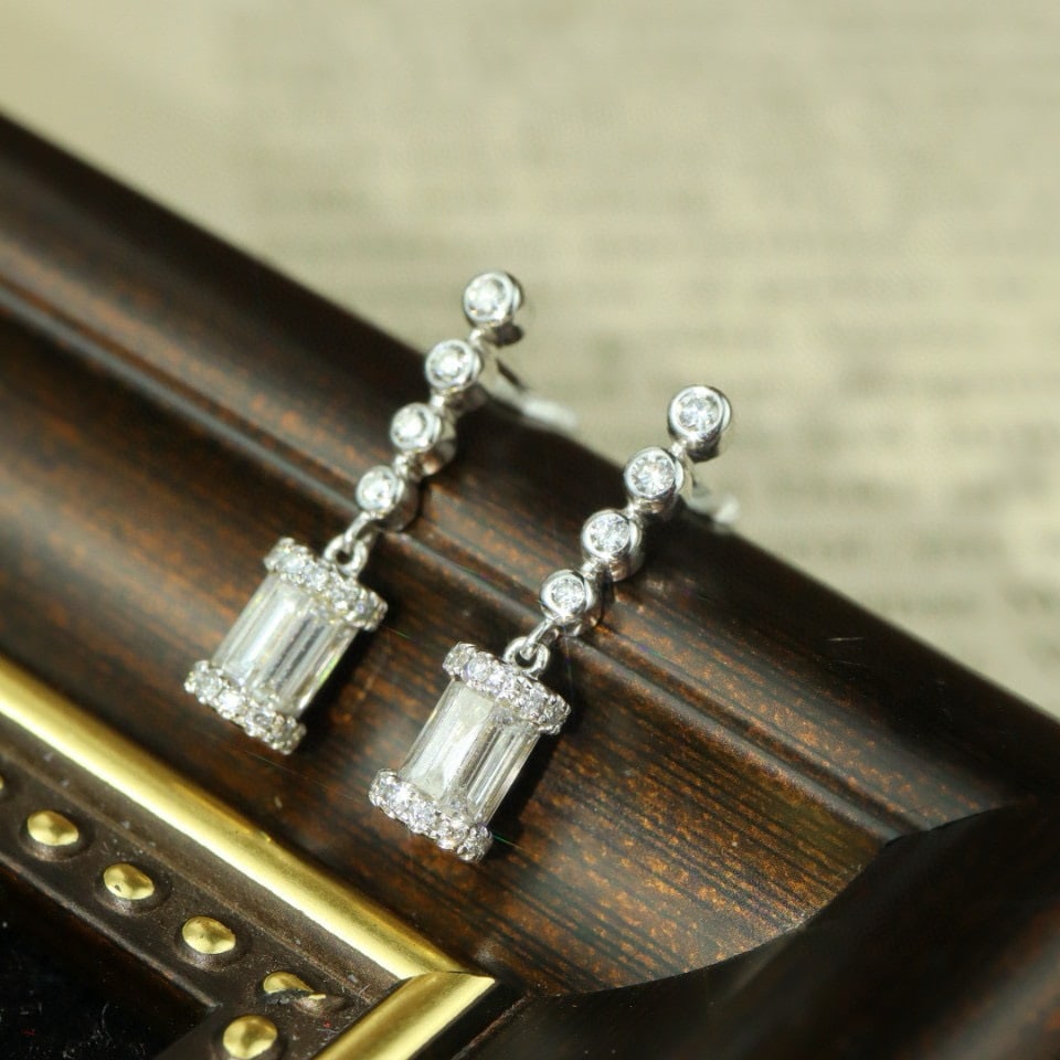 14k Gold 1.00 Ct Natural H Diamond Earrings - 4