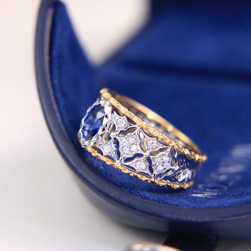 14k Gold 1.17 Ctw Natural Sapphire & Diamond Ring - 2